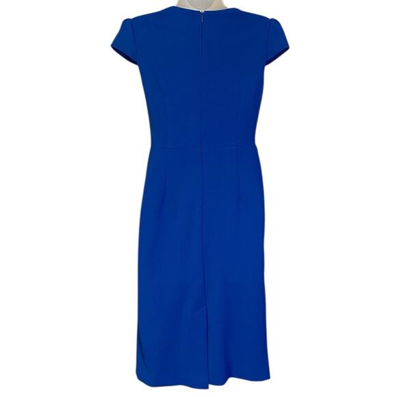 BETSEY JOHNSON Blue Cap Puff-Sleeve Scuba Crepe Sheath Dress Size 0 - Picture 3 of 8